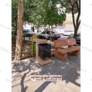 سطل زباله بتنی پارکی مخزن فلزی , مبلمان شهری