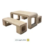 میز ناهارخوری بتنی با دو عدد نیمکت