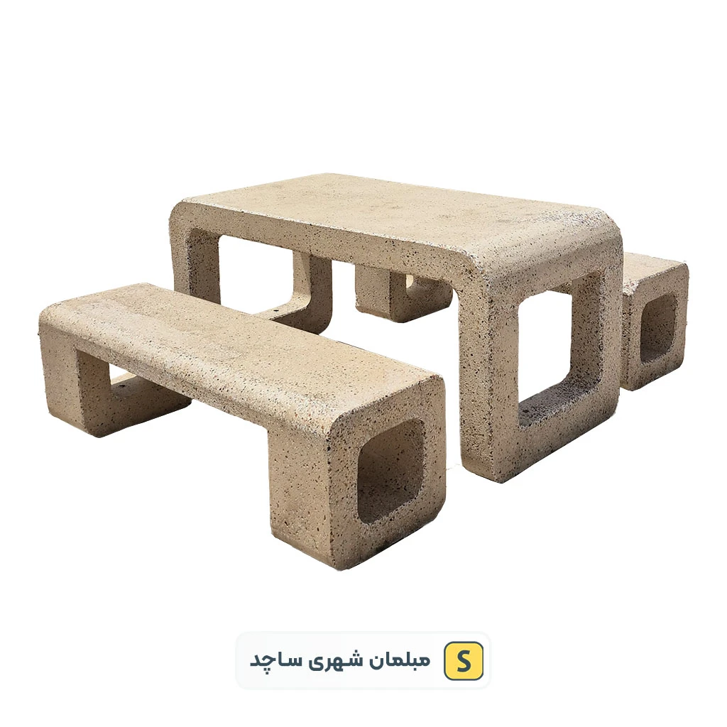 ست نیمکت و میز بتنی و سنگی برای قرار دادن در پارک